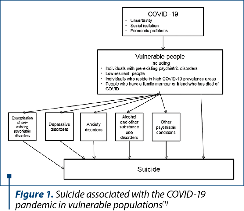 Figure 1. Suicide associated with the COVID-19 pandemic in vulnerable populations(1)
