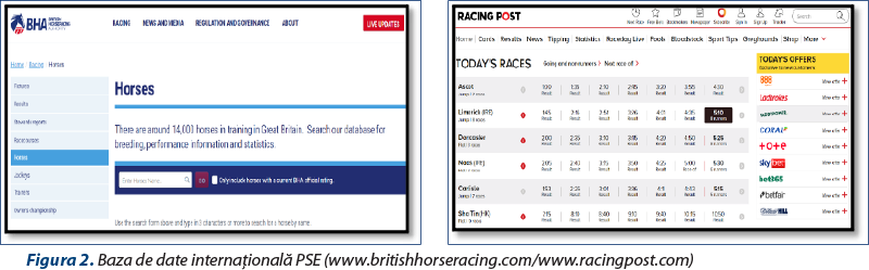 Figura 2. Baza de date internaţională PSE (www.britishhorseracing.com/www.racingpost.com)