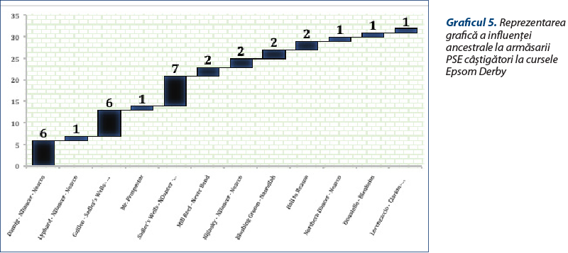 Graficul 5. Reprezentarea grafică a influenţei ancestrale la armăsarii PSE câştigători la cursele Epsom Derby