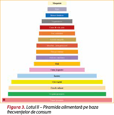 Figura 3. Lotul II – Piramida alimentară pe baza frecvenţelor de consum