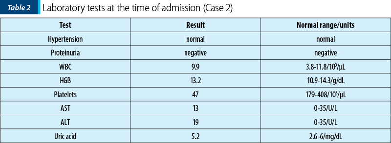 Table 2 Laboratory tests at the time of admission (Case 2)