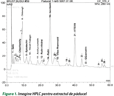 Figura 1. Imagine HPLC pentru extractul de păducel