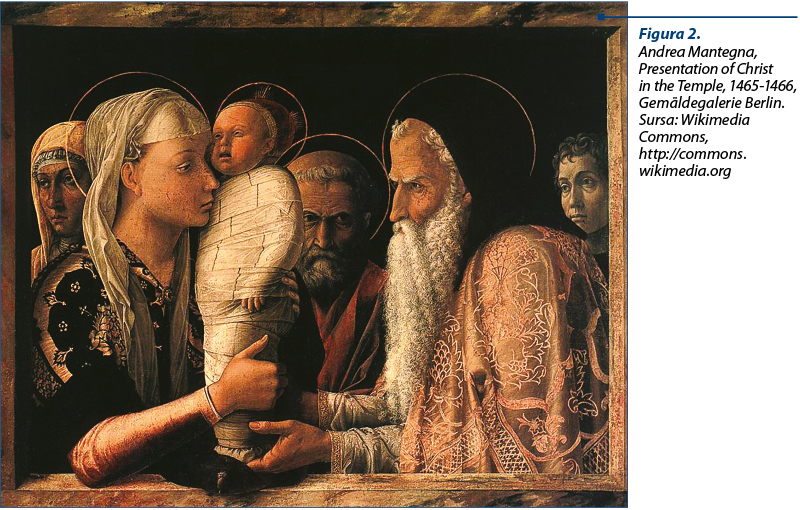 Figura 2.  Andrea Mantegna, Presentation of Christ  in the Temple, 1465-1466,  Gemäldegalerie Berlin. Sursa: Wikimedia Commons,  http://commons.wikimedia.org