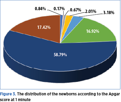 Figure 3. The distribution of the newborns according to the Apgar 